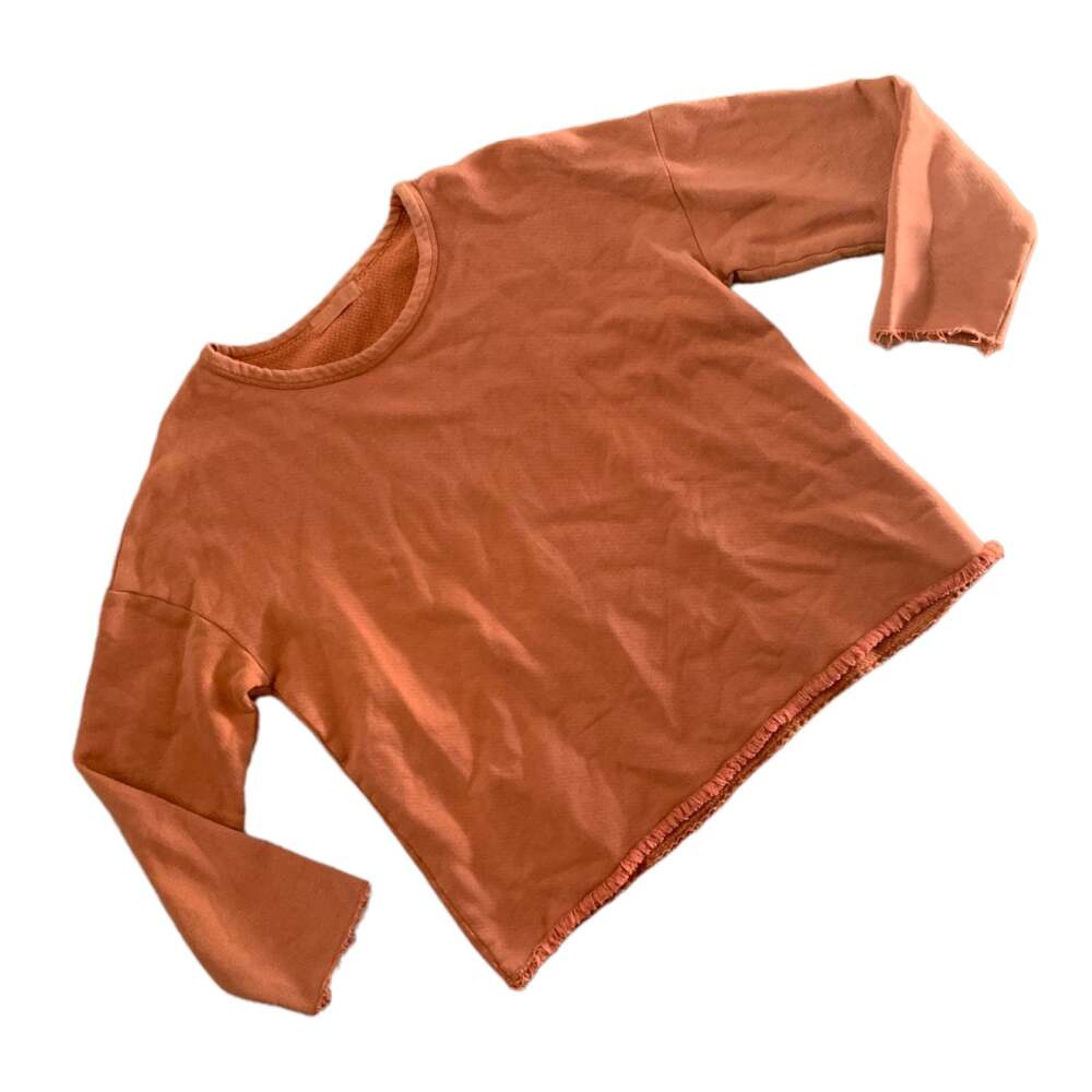 Mango size small crewneck distressed revolve pullover sweatshirt burnt orange